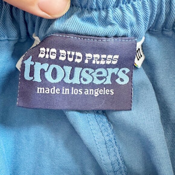 Big Bud Press Petite Trousers Blue Cotton Twill High Waist Relaxed Fit Petite M - Picture 4 of 13